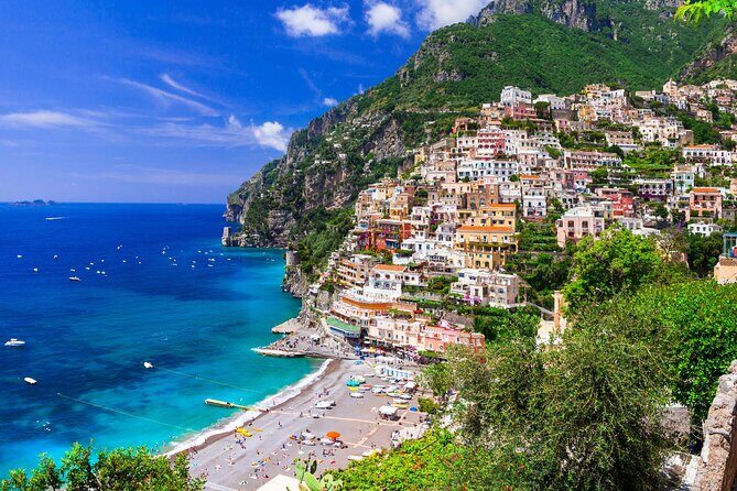 Capri Island Boat Tour from Amalfi with Snorkeling | Small Group - Praiano stop and Africana Grotto: blue water you can actually swim in