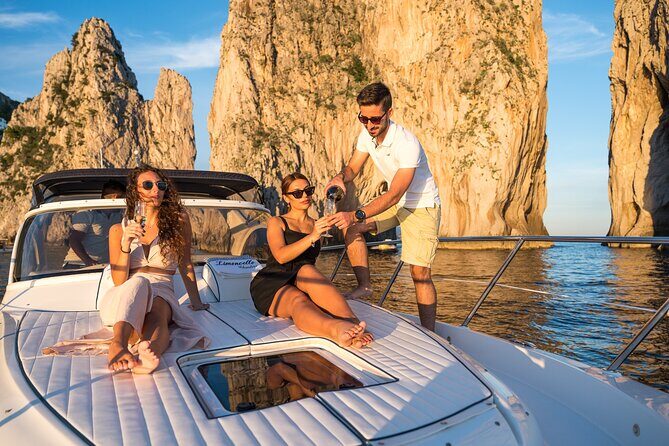 Capri Private Boat Tour with Limoncello tasting - Marina Piccola sunset stop: limoncello, snacks, and harbor lights