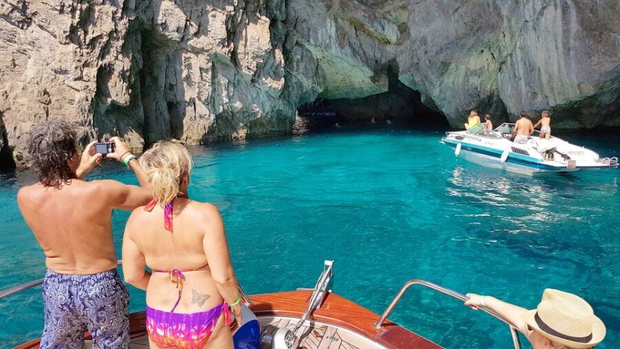 From Amalfi: Small Group Boat Excursion to Capri Island - Marina Piccola and Punta Carena: Yacht Bay + Lighthouse Views