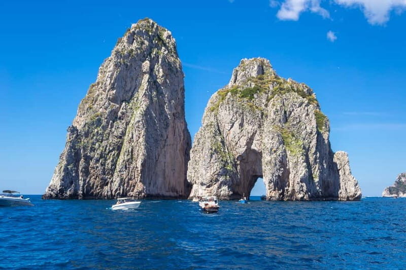 From Pompeii/Castellammare/Vico Equense: Capri Day Cruise - The morning boat ride: Gulf views, Vesuvius in the background, and quick orientation
