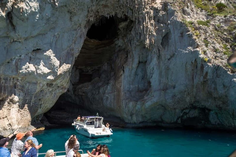 From Pompeii/Castellammare/Vico Equense: Capri Day Cruise - Capri by boat: Faraglioni, Marina Piccola, Casa Malaparte, and sea cave names
