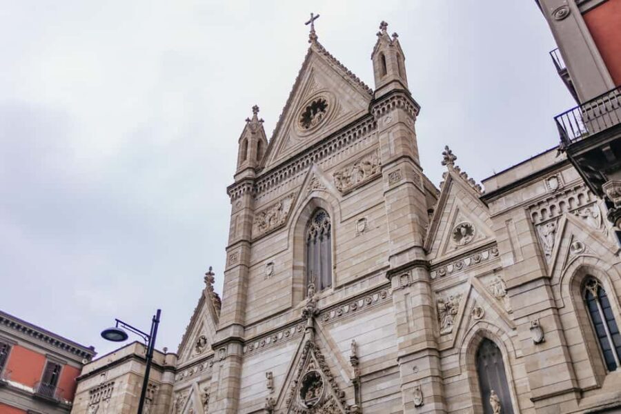 Naples: Old Town Guided Walking Tour - Basilica di San Lorenzo Maggiore and Naples Cathedral area: San Gennaro outside the big doors